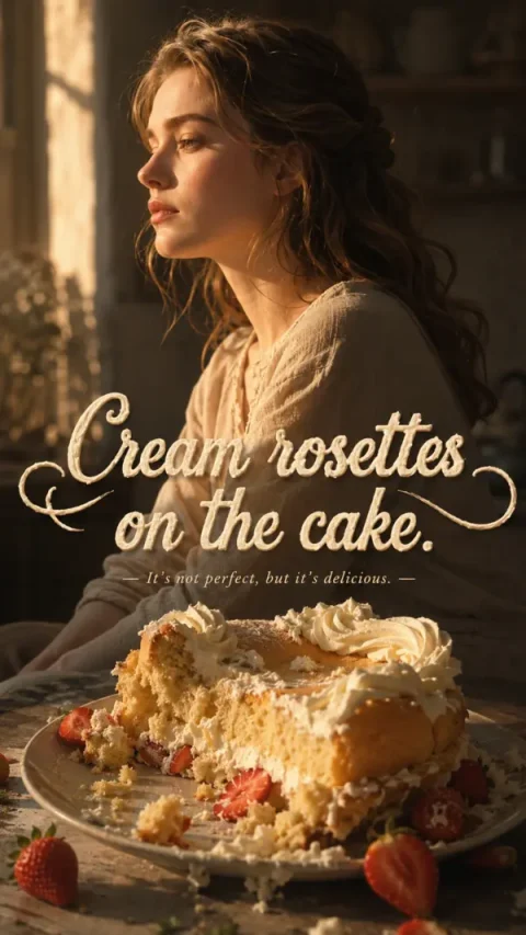 Crean rosettes on the cake